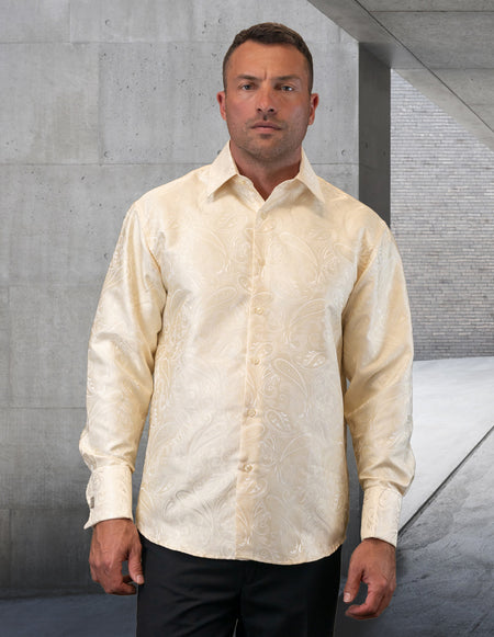 FANCY REGULAR FIT IVORY DRESS SHIRT