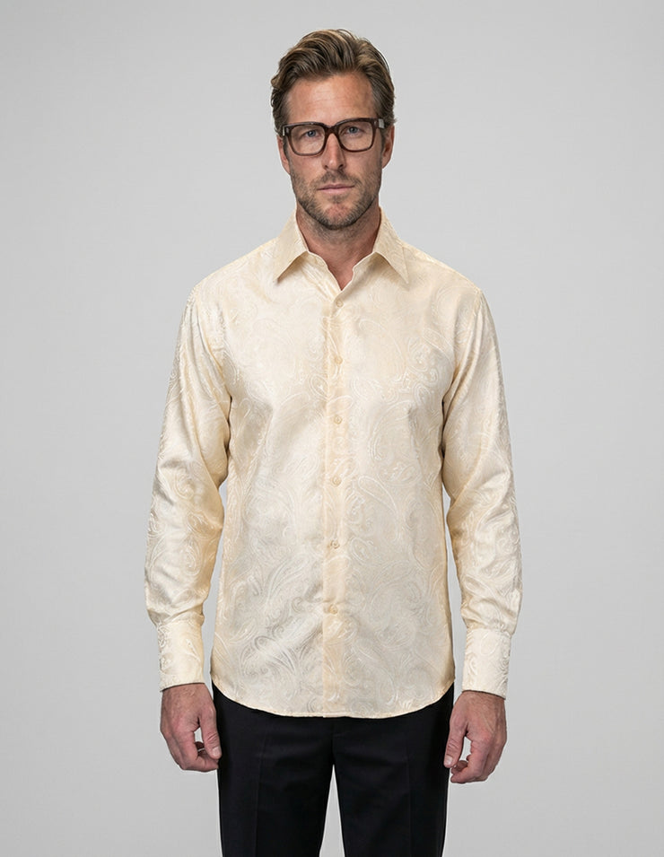 FANCY REGULAR FIT IVORY DRESS SHIRT