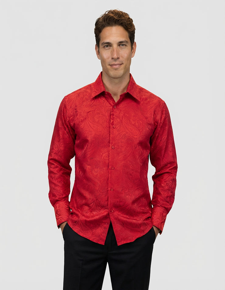 FANCY REGULAR FIT RED DRESS SHIRT