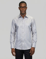 FANCY REGULAR FIT SILVER DRESS SHIRT