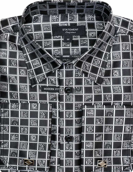 FANCY REGULAR FIT BLACK DRESS SHIRT