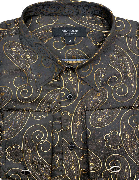 FANCY REGULAR FIT GOLD DRESS SHIRT