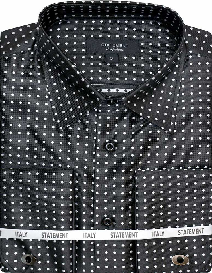 FANCY WOVEN BLACK DOT DRESS SHIRT