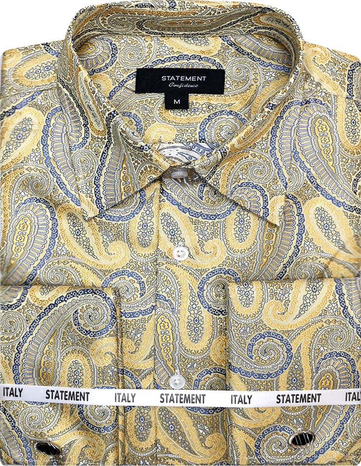FANCY WOVEN CHESTNUT PAISLEY DRESS SHIRT