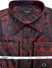 FANCY WOVEN FUSCHIA PAISLEY DRESS SHIRT