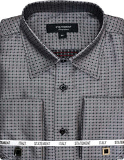 FANCY WOVEN GREY GEO DRESS SHIRT