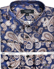 FANCY WOVEN NAVY PAISLEY DRESS SHIRT