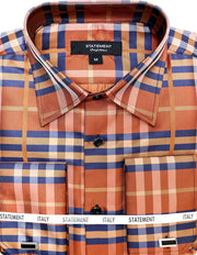 FANCY WOVEN RUST PLAID DRESS SHIRT