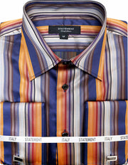 FANCY WOVEN MULTI STRIPE DRESS SHIRT