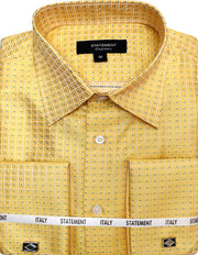 FANCY WOVEN YELLOW GEO DRESS SHIRT