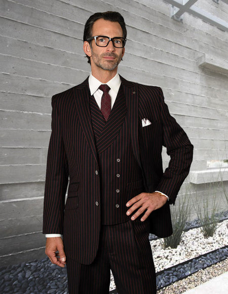 ZARELLI 3 PC RED REGULAR FIT SUIT
