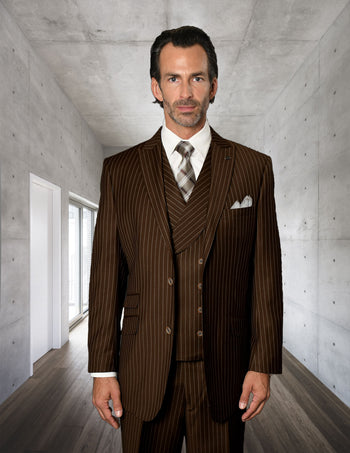 ZARELLI 3 PC BROWN REGULAR FIT SUIT