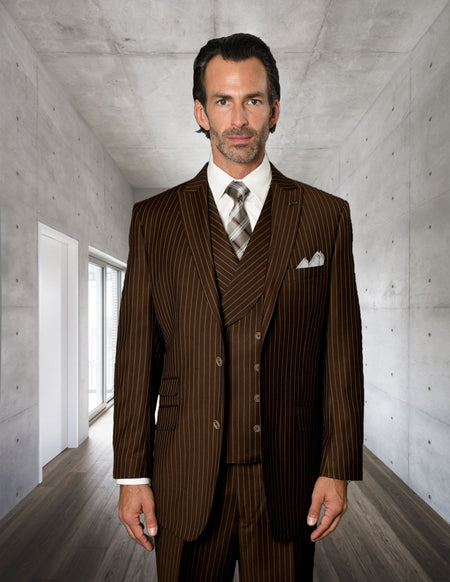 ZARELLI 3 PC BROWN REGULAR FIT SUIT