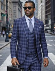 ZILO 3 PC CHARCOAL PLAID MODERN FIT SUIT