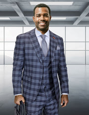 ZILO 3 PC CHARCOAL PLAID MODERN FIT SUIT