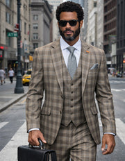 ZILO 3 PC COCO PLAID MODERN FIT SUIT