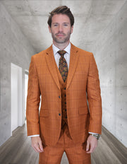 ZILO 3 PC COPPER PLAID MODERN FIT SUIT