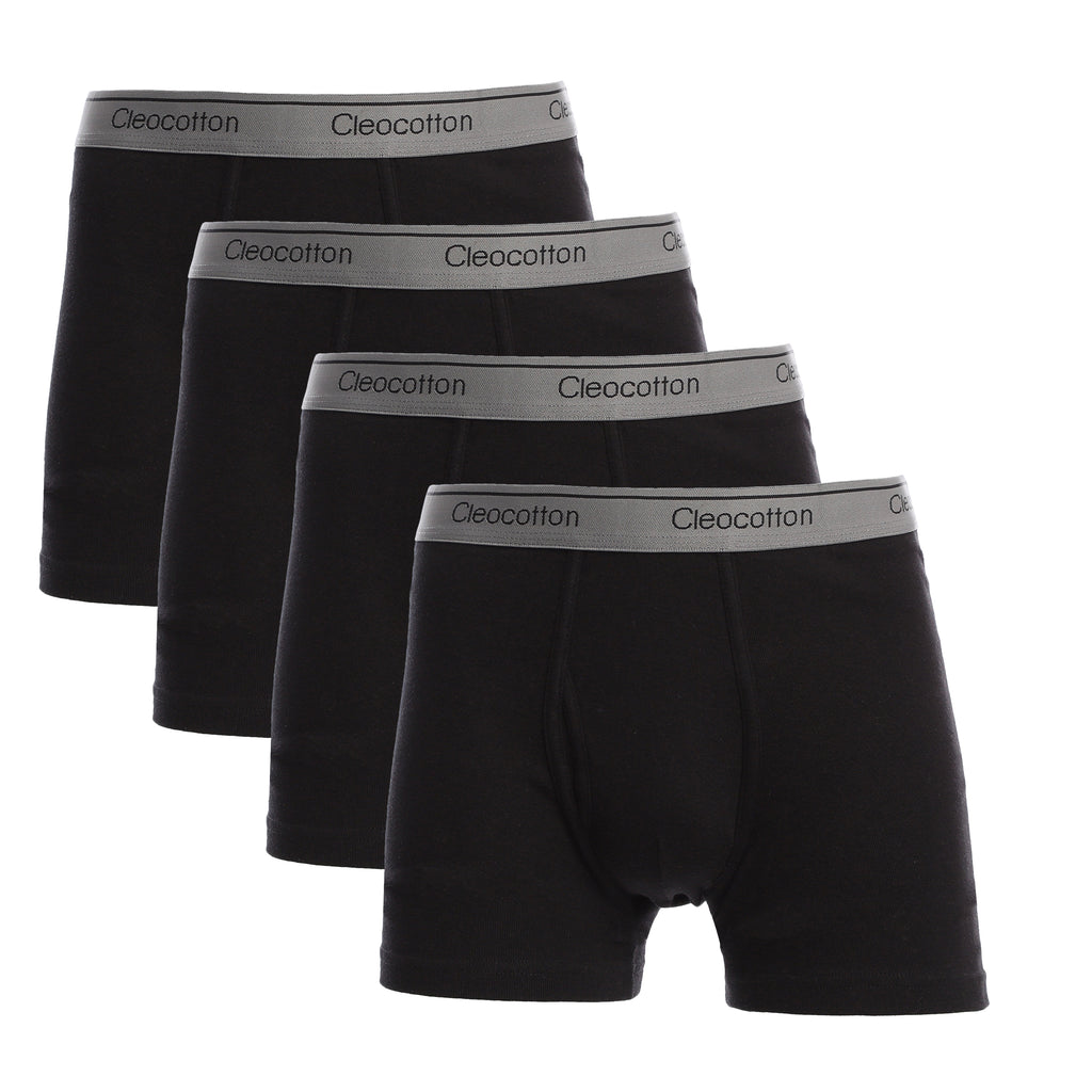 MEN’S BLACK COTTON RICH UNDERWEAR BOXER BRIEFS 4 PK Bachrach