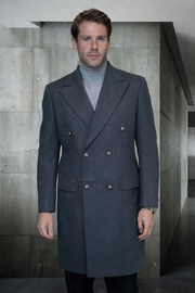 CHARCOAL MODERN FIT WOOL & CASHMERE JACKET W/ REMOVABLE FUR