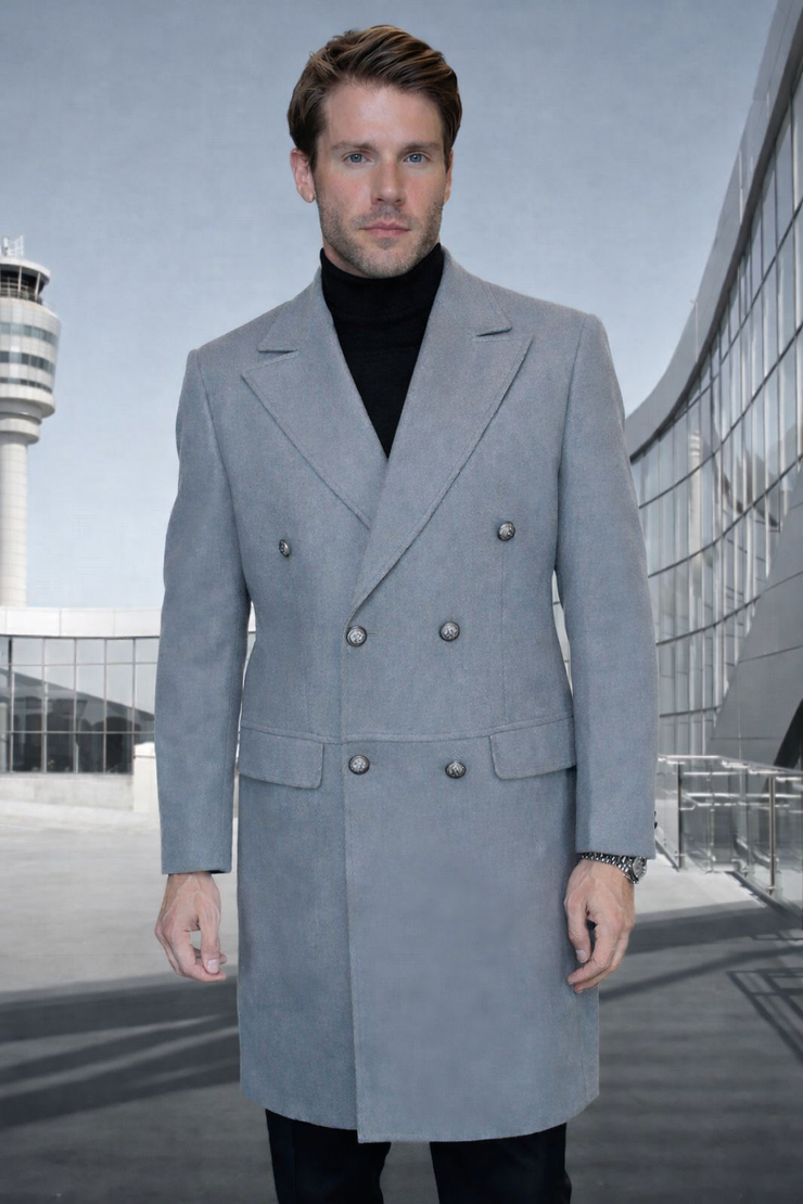 GRAY MODERN FIT WOOL & CASHMERE JACKET W/ REMOVABLE FUR