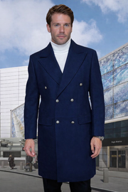 NAVY MODERN FIT WOOL & CASHMERE JACKET W/ REMOVABLE FUR