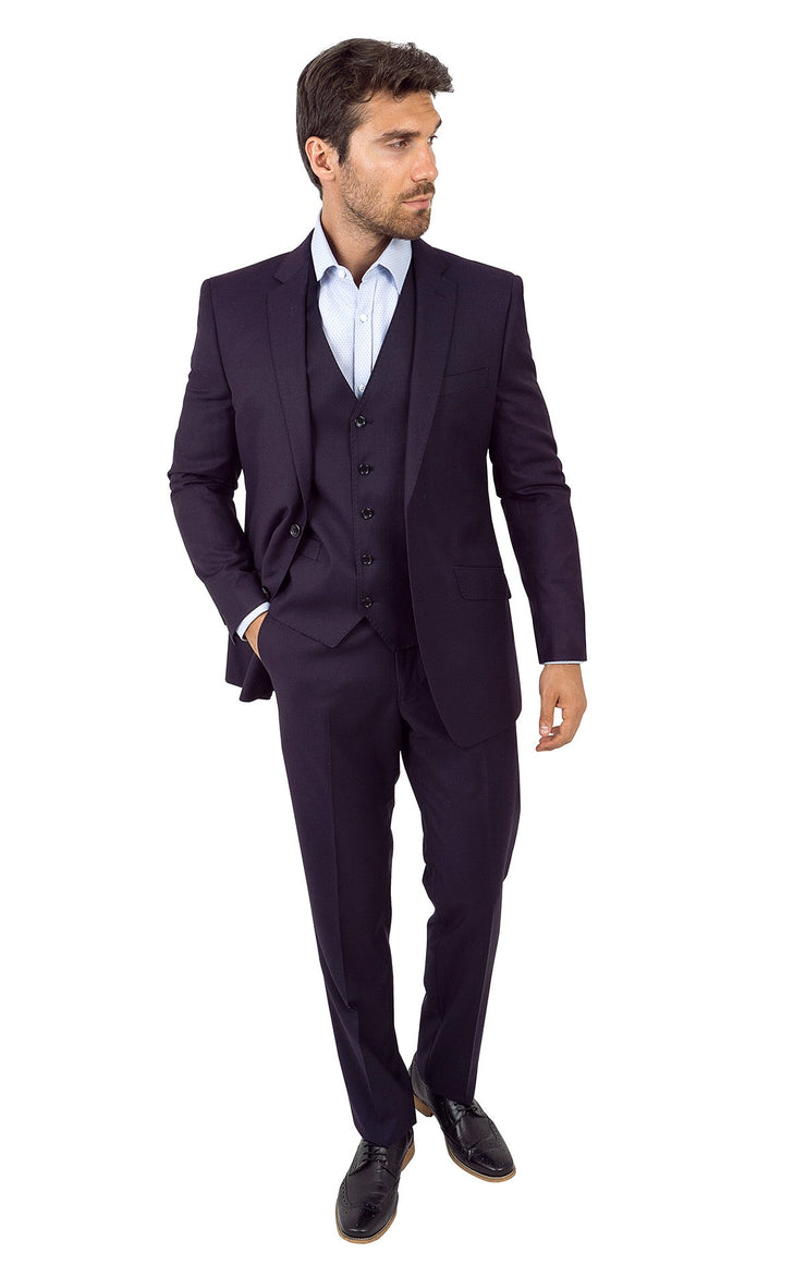 WAGNER EGGPLANT TAILORED FIT 3 PC SUIT