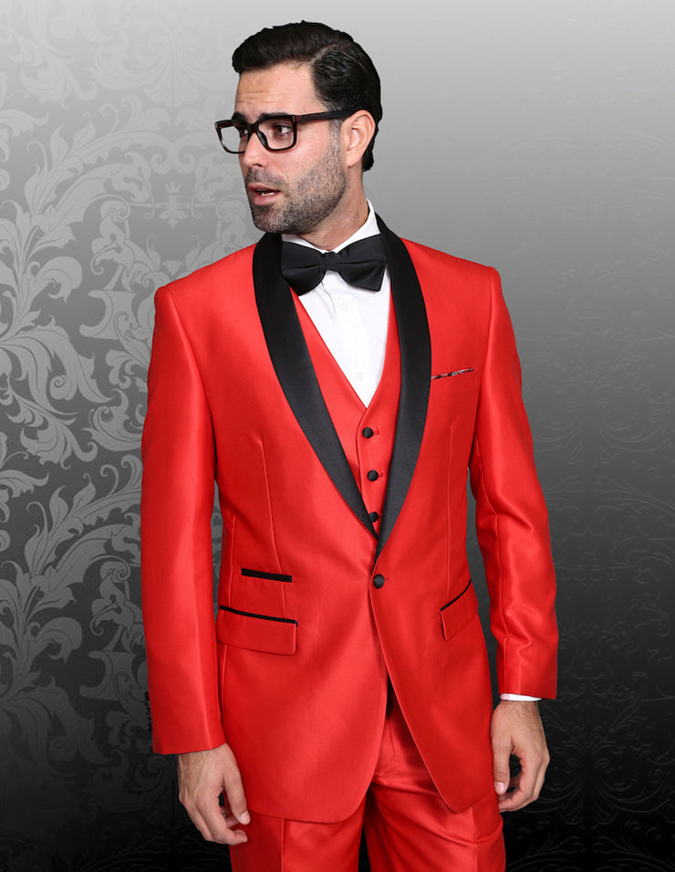 ENZO VII RED TAILORED FIT 3 PC TUXEDO