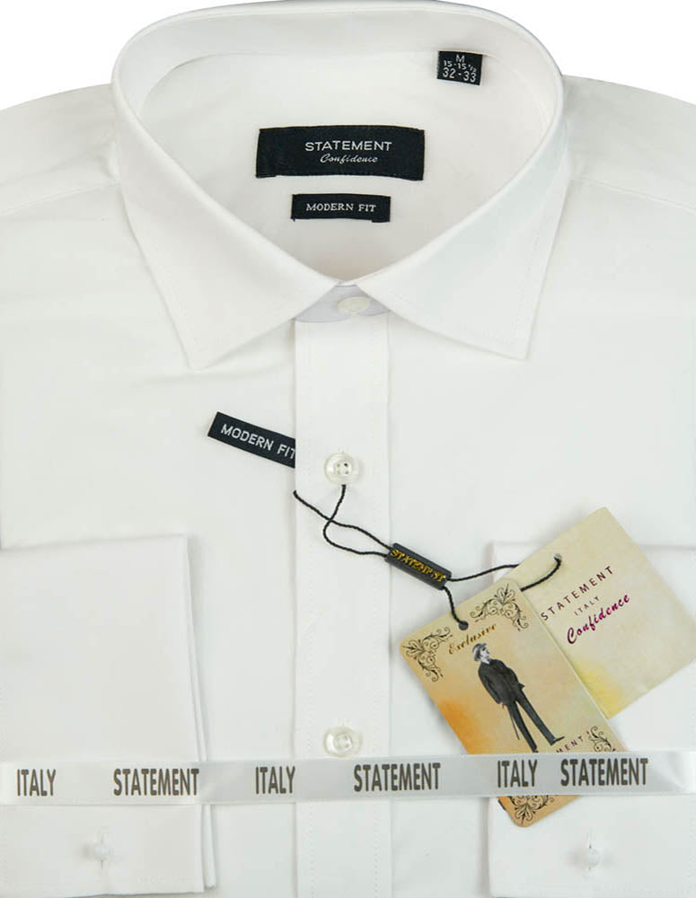 MODERN FIT WHITE DRESS SHIRT WITH FRENCH CUFF  Bachrach
