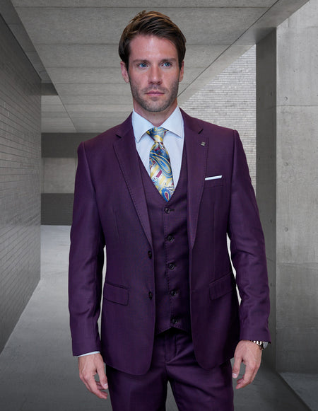 HUGO III PLUM 3 PC MODERN FIT SUIT