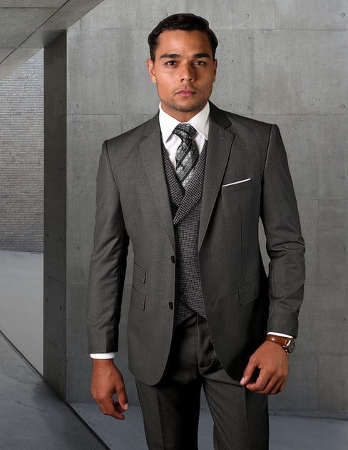 MARCO CHARCOAL DOUBLE BREASTED MODERN FIT 3 PC SUIT – Bachrach