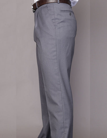 CHARCOAL REGULAR FIT PLEATED PANTS