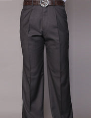 HEATHER CHARCOAL REGULAR FIT PLEATED PANTS