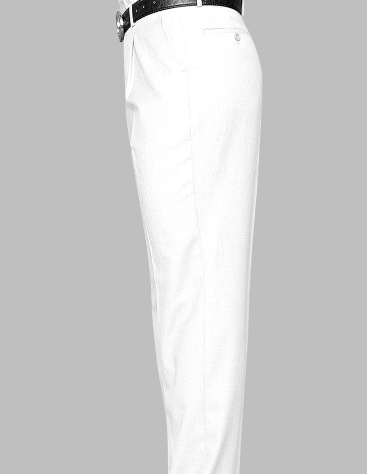 WHITE REGULAR FIT PLEATED PANTS