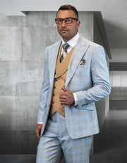 PHILY GREY WINDOW PANE MODERN FIT 3 PC SUIT
