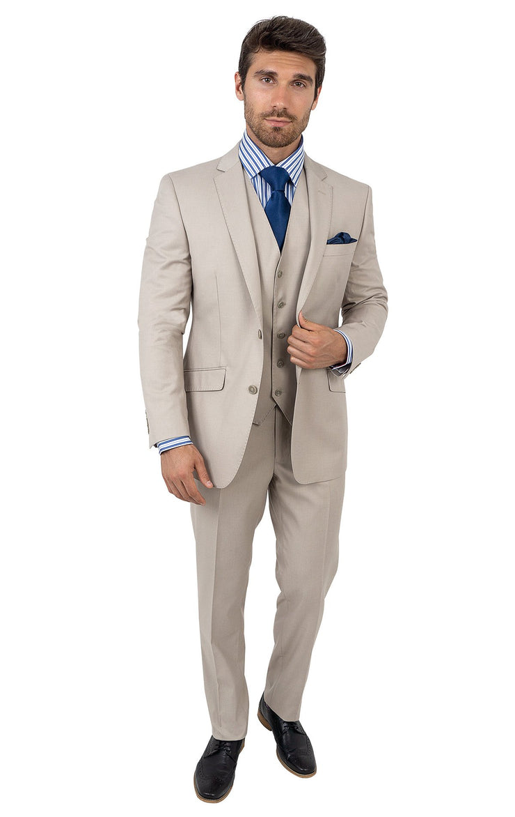 WHITMORE SAND TAILORED FIT 3 PC SUIT