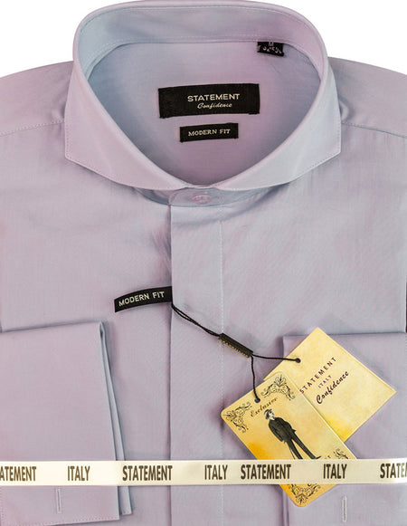 MODERN FIT LAVENDER DRESS SHIRT WITH SPREAD COLLAR & FRENCH CUFF