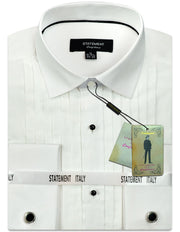 MODERN FIT WHITE TUXEDO DRESS SHIRT WITH STUD BUTTONS