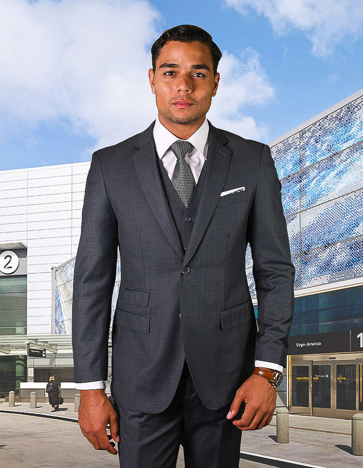 LANE CHARCOAL TAILORED FIT 3 PC SUIT