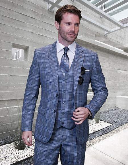 MCALLISTER GREY PLAID 3 PC MODERN FIT SUIT