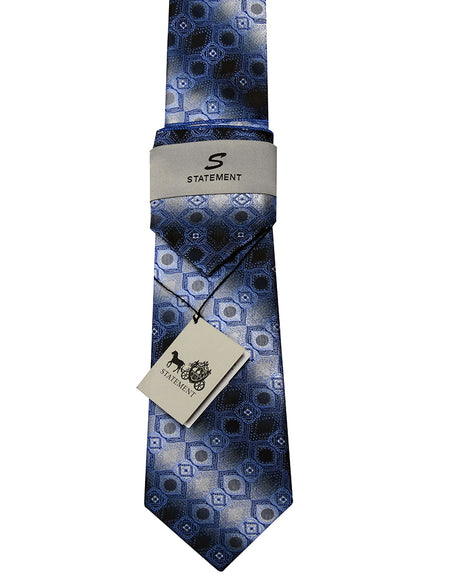 BLUE 2 PC TIE & HANKIE SET