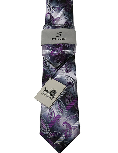 PURPLE PAISLEY 2 PC TIE & HANKIE SET