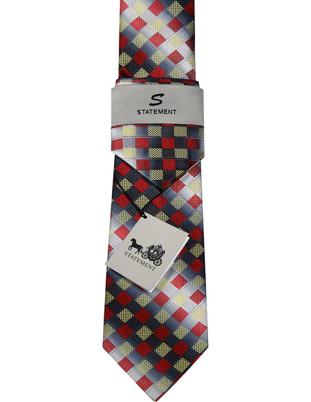 RED CHECKERED 2 PC TIE & HANKIE SET
