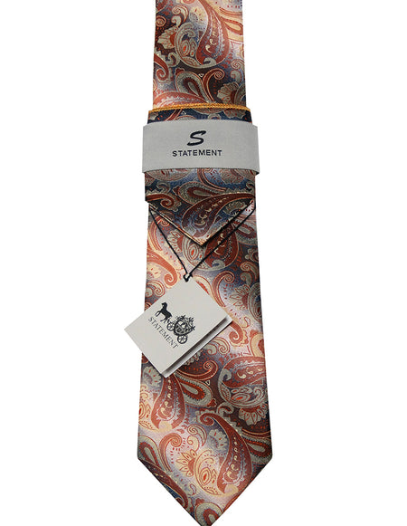 ORANGE PAISLEY 2 PC TIE & HANKIE SET
