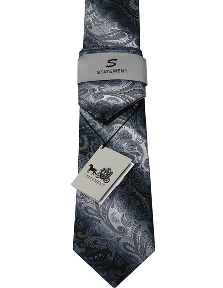 GREY PAISLEY 2 PC TIE & HANKIE SET