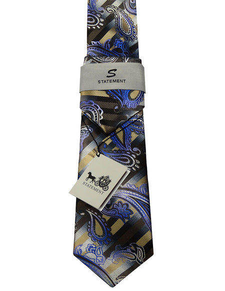 BLUE PAISLEY 2 PC TIE & HANKIE SET
