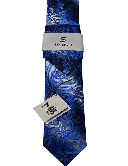 BLUE PAISLEY 2 PC TIE & HANKIE SET