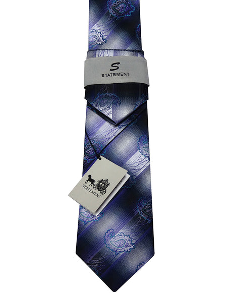 PURPLE PATTERN 2 PC TIE & HANKIE SET