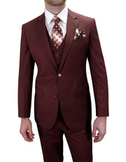 BURGUNDY TAILORED FIT 3 PC SUIT