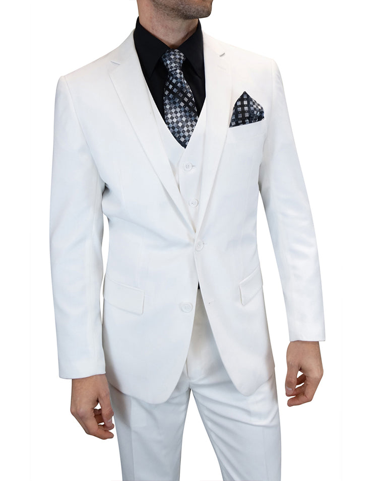 WHITE TAILORED FIT 3 PC SUIT