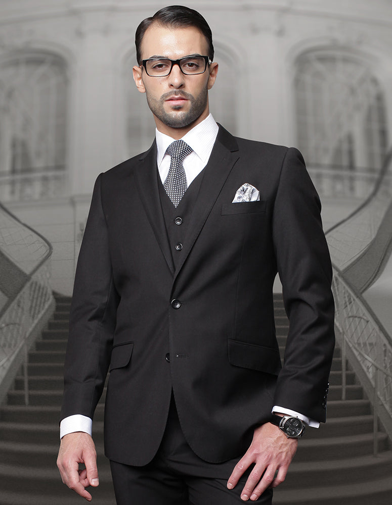 DONNER BLACK REGULAR FIT 3 PC SUIT – Bachrach